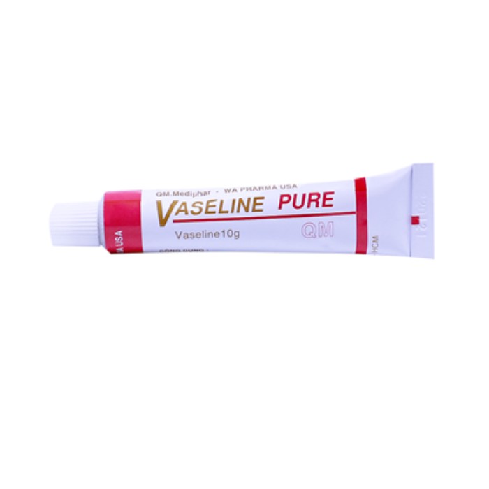 Vaseline Pure 10g QM - Làm mềm mịn da và các vết chai sần. Phòng chống nứt môi, nứt nẻ da chân, tay