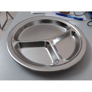 KHAY CƠM TRÒN INOX 3 NGĂN CAO CẤP sâu 2,5cm - 4,5cm