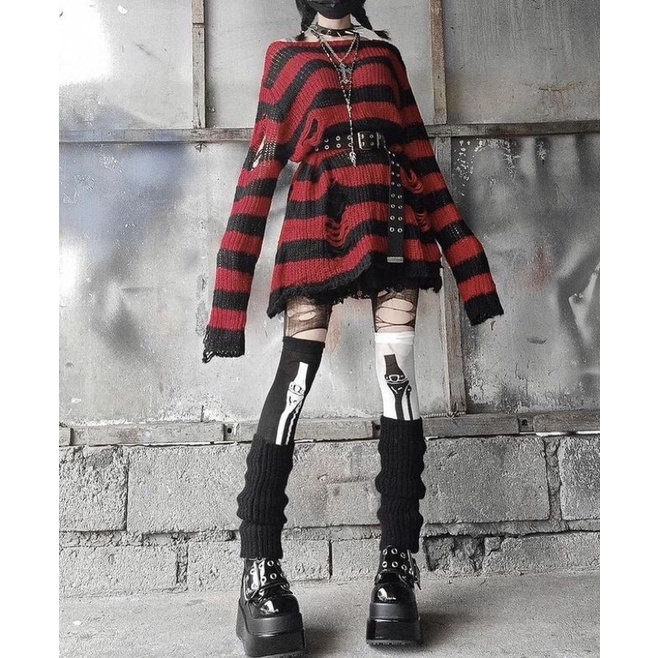 Áo len rách gothic egirl grunge harajuku punk rock | BigBuy360 - bigbuy360.vn