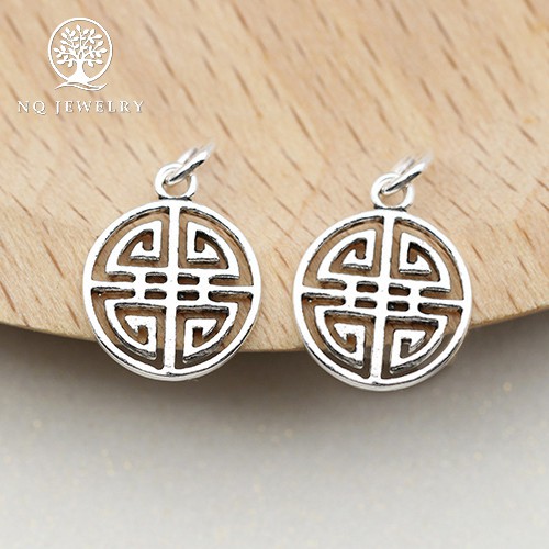 Mặt dây chuyền bạc tròn hình chữ hỷ- NQ Jewelry