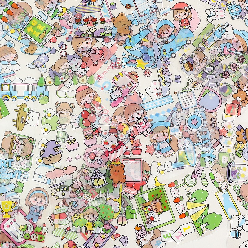 Sticker 100 tấm cute để trang trí sổ tay điện thoại ly cốc dễ thương