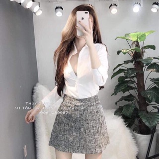 Áo sơ mi trắng uni cổ bẻ dài tay b80