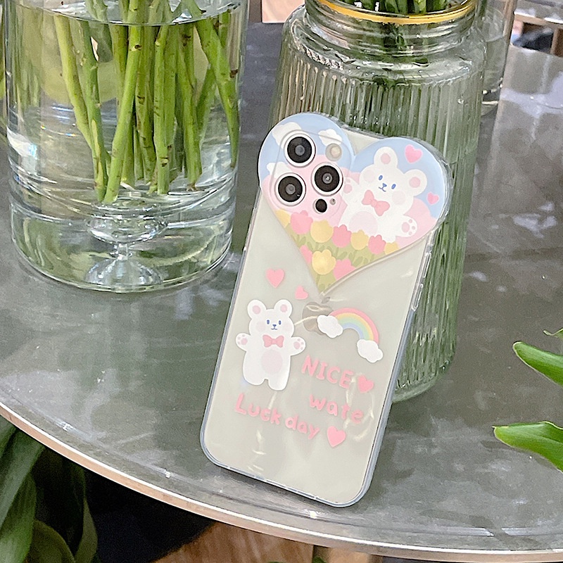 Ốp điện thoại họa tiết chú gấu dễ thương cho IPHONE 13 PROMAX 11 12 MINI XS I8 I7 PLUS