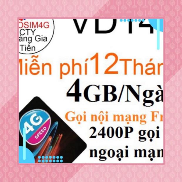 HÓNG SALE $ SIM 4G VINA VD149 12T KM 4GB/NGÀY vd89 TẶNG 2GB/NGÀY trọn gói 1 năm không cần nạp tiền hàng tháng $ HÓNG SAL