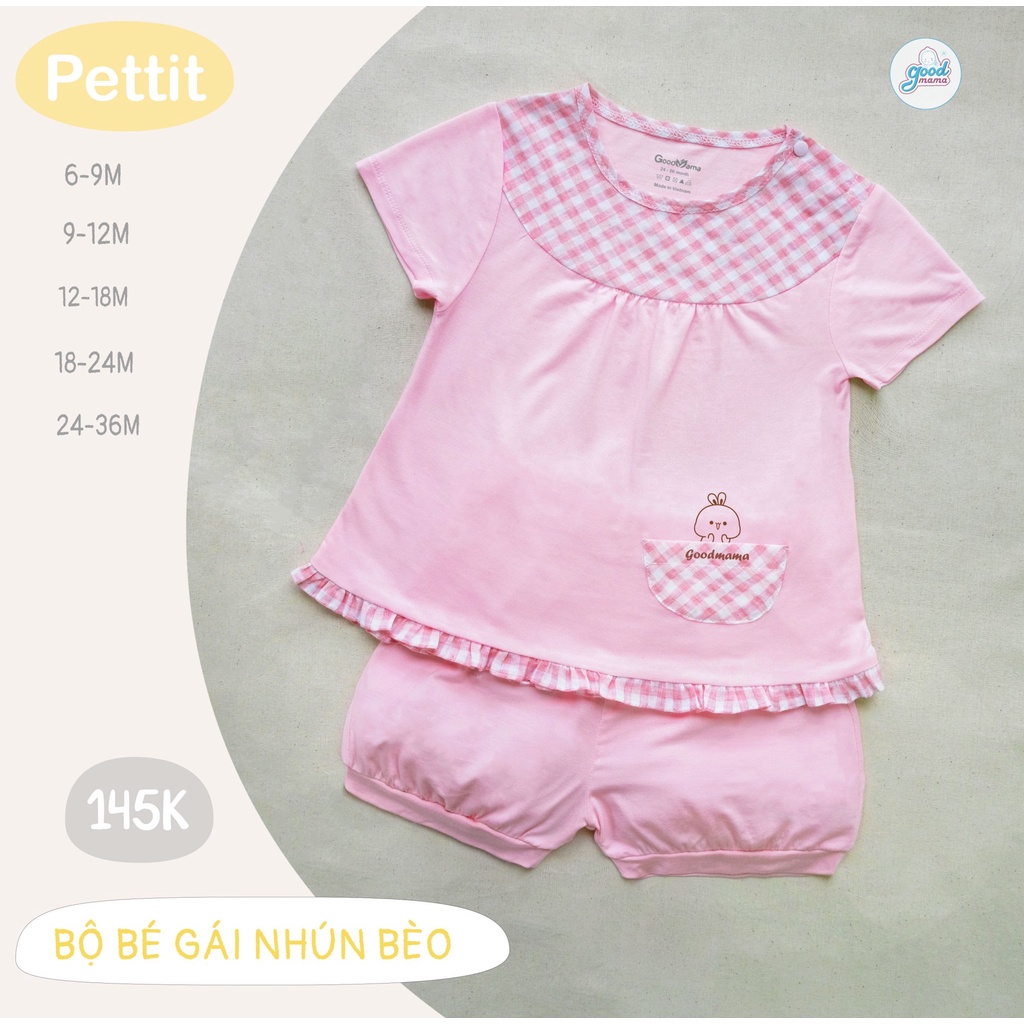 Bộ Quần Áo Cộc Tay cho bé Trai / Gái Goodmama cài vai cavat mới