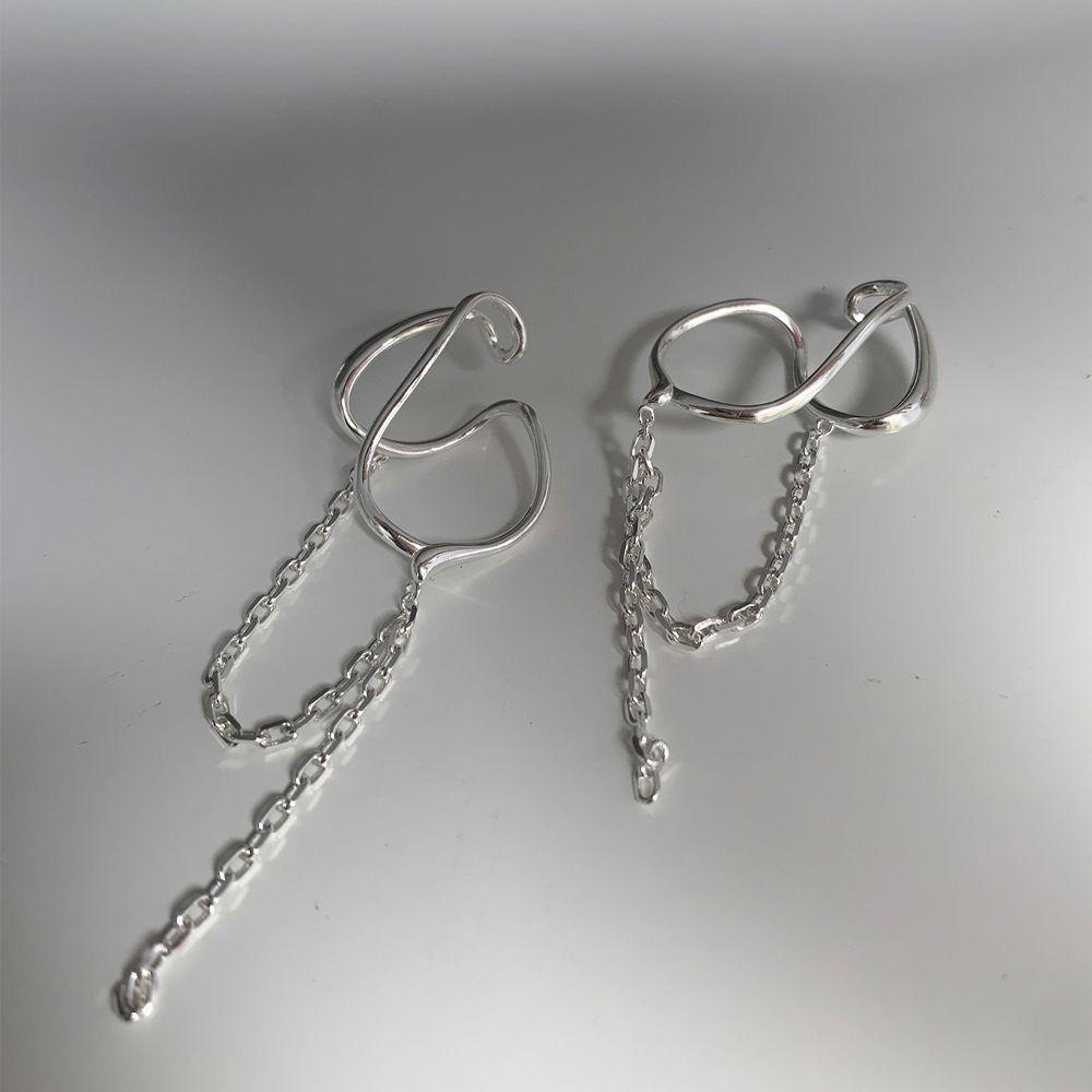 Khuyên Kẹp Vành Tai Dây Xích Giả Không Cân Xứng Thời Trang Punk Cho Nữ