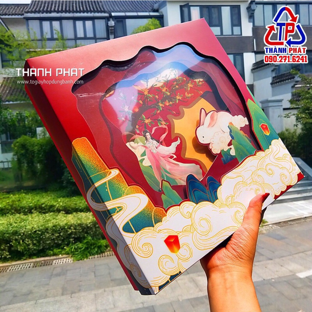 5 Hộp đựng 8 bánh trung thu vip 80g-100g-125g - Hằng Nga đỏ mẫu mới trung thu 2023