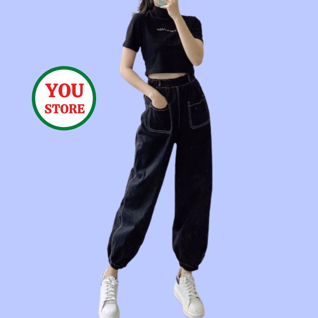 Quần Nữ 2 Túi Trước Giả Jean Có Bo Chân Chất Đẹp Mã 013 You Store