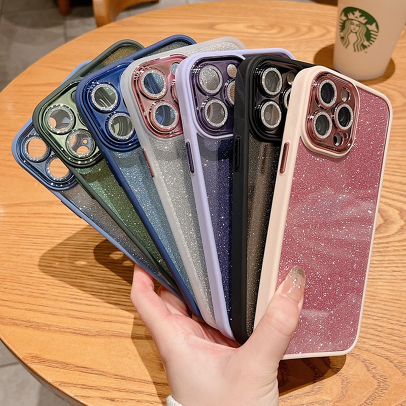 Ốp Điện Thoại Silicone Cứng Trong Suốt Lấp Lánh Chống Sốc Chất Lượng Cao Cho iPhone 14 13 12 11 Pro Max