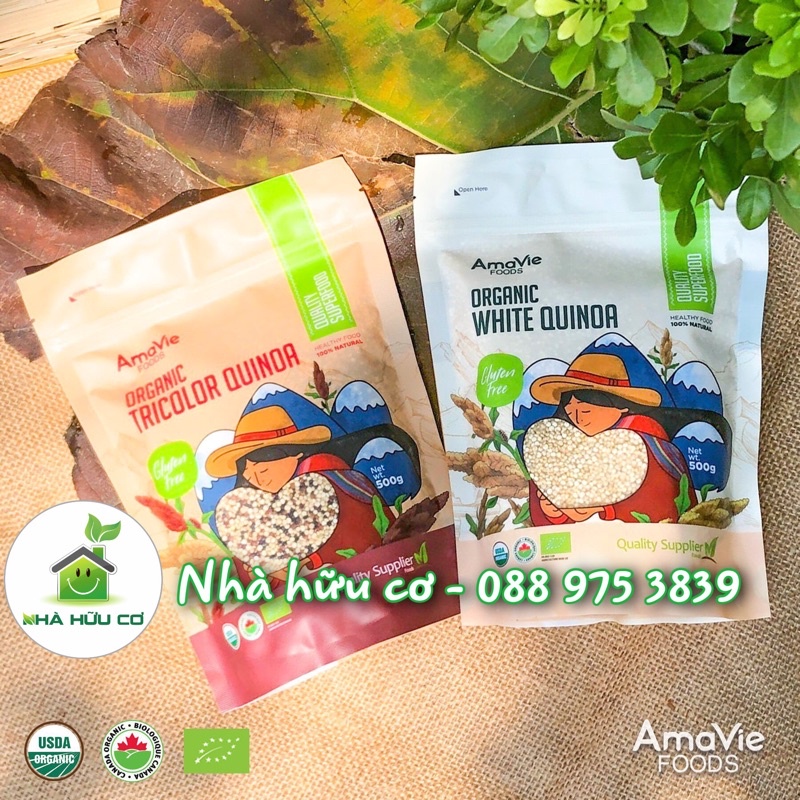 Hạt diêm mạch quinoa 3 màu hữu cơ Amavie Foods gói 100g và 500g - Date: 5/2023 - Nhà Hữu Cơ