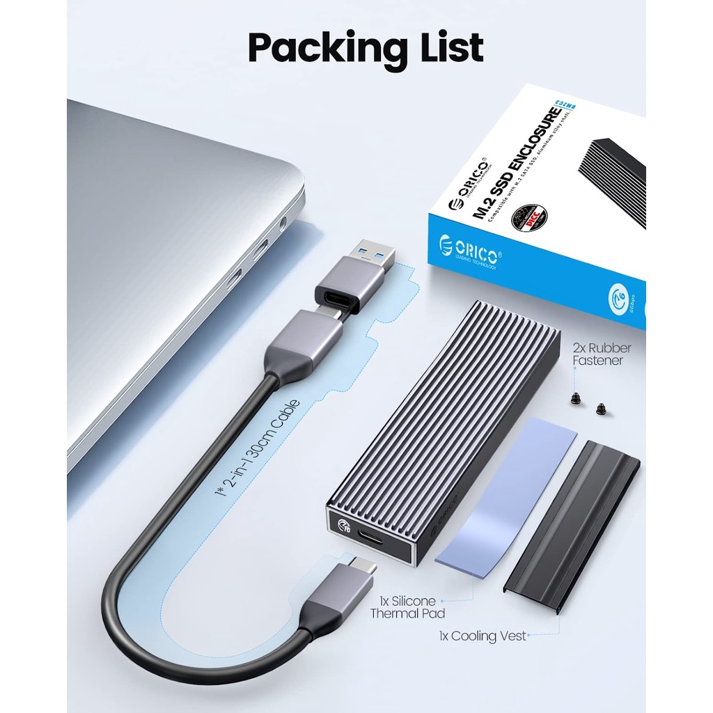 Vỏ ổ cứng SSD ORICO M2 NVMe SSD 10Gbps USB3.1 GEN2 Type C M.2 hỗ Trợ UASP BM2C3