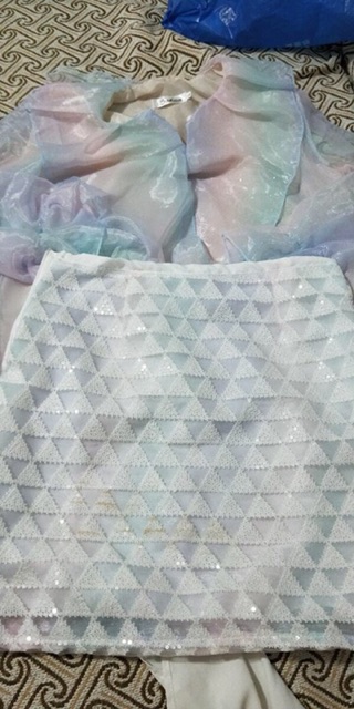 [Sẵn Hàng]♥️Set Áo Cầu Vồng+Chân Váy Bling Ulzzang(ảnh thật)Size S->XL | BigBuy360 - bigbuy360.vn