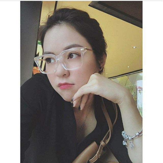 Gọng kính trong suốt unisex nhựa cứng càng kim loại , kiểu dáng mắt vuông , 2 màu càng cơ bản - 0004