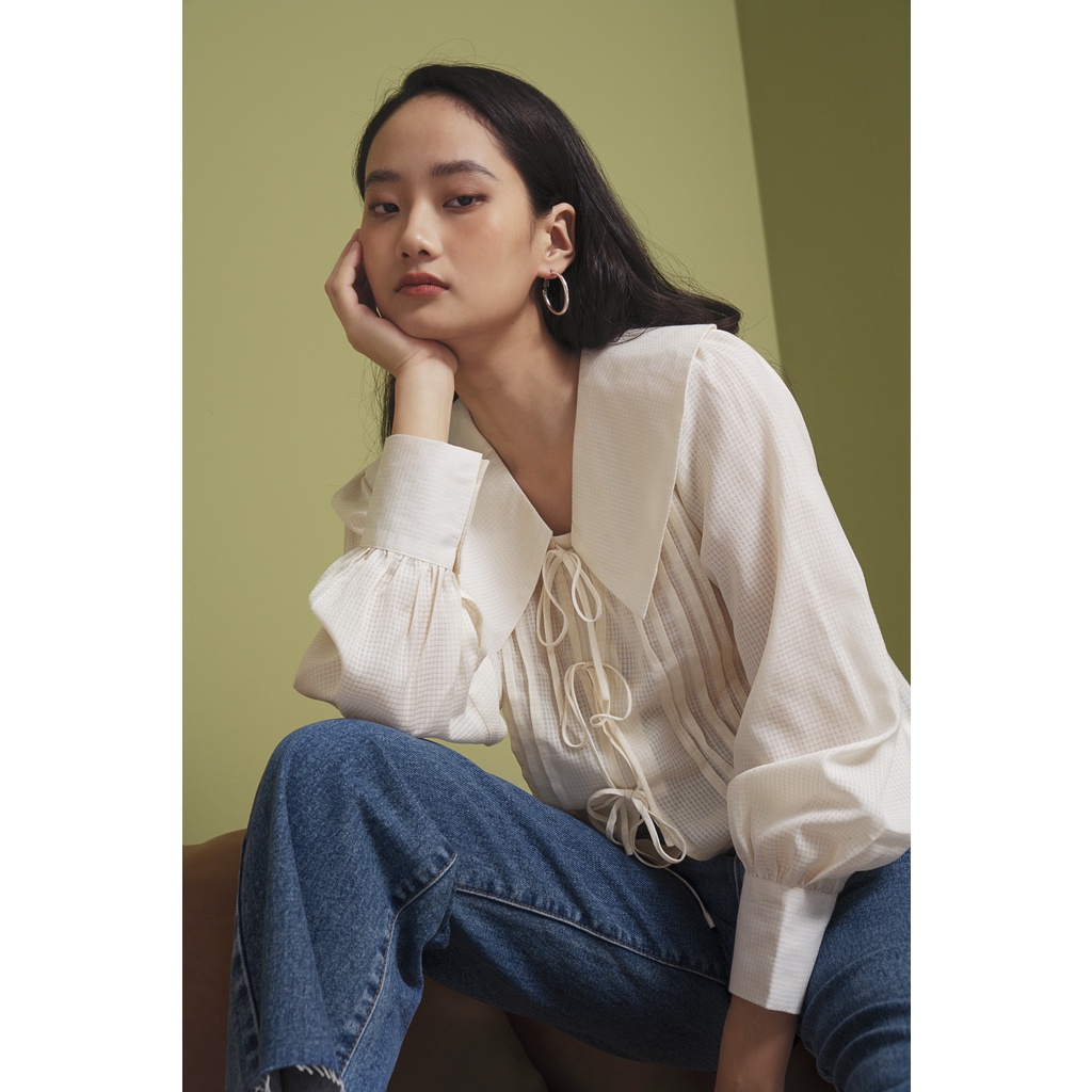 Happy Zoo - Áo tay dài cổ thủy thủ ly gân trắng | BigBuy360 - bigbuy360.vn