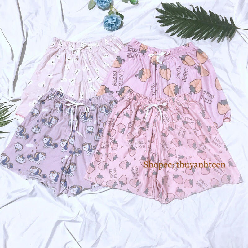 Quần short nữ, quần ngủ in hình cute, quần thun hoạ tiết siêu xinh