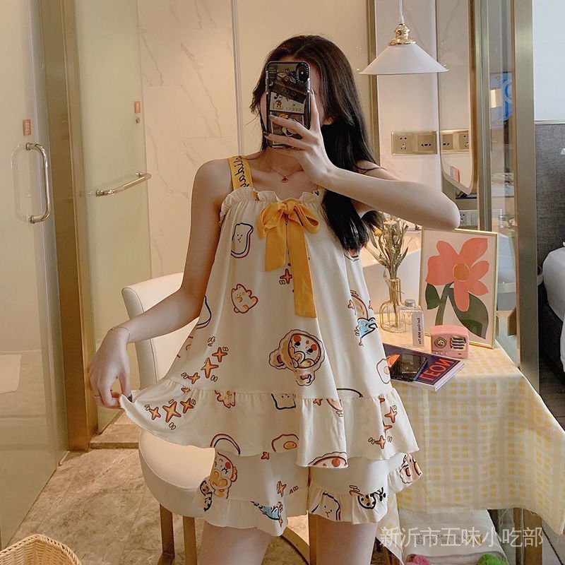 Bộ Đồ Ngủ Hai Dây Thiết Kế Mới Ngọt Ngào Quyến Rũ Cho Nữ