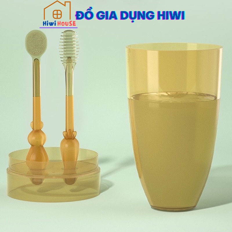 Set rơ lưỡi và bàn chải đánh răng silicon cho bé từ 0 - 18 tháng