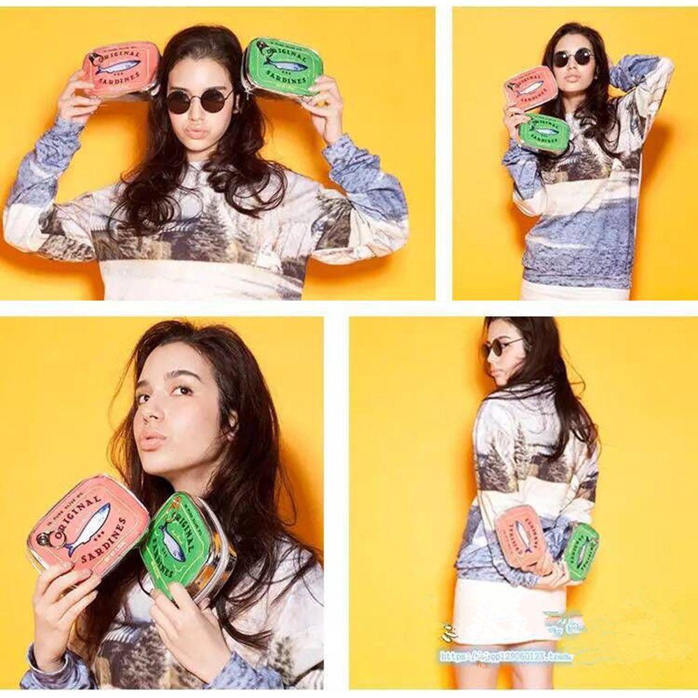 OCEANMAP Túi Da PU Đựng Mỹ Phẩm Sardines Thêu Họa Tiết Xinh Xắn Chống Thấm Nước Cho Nữ