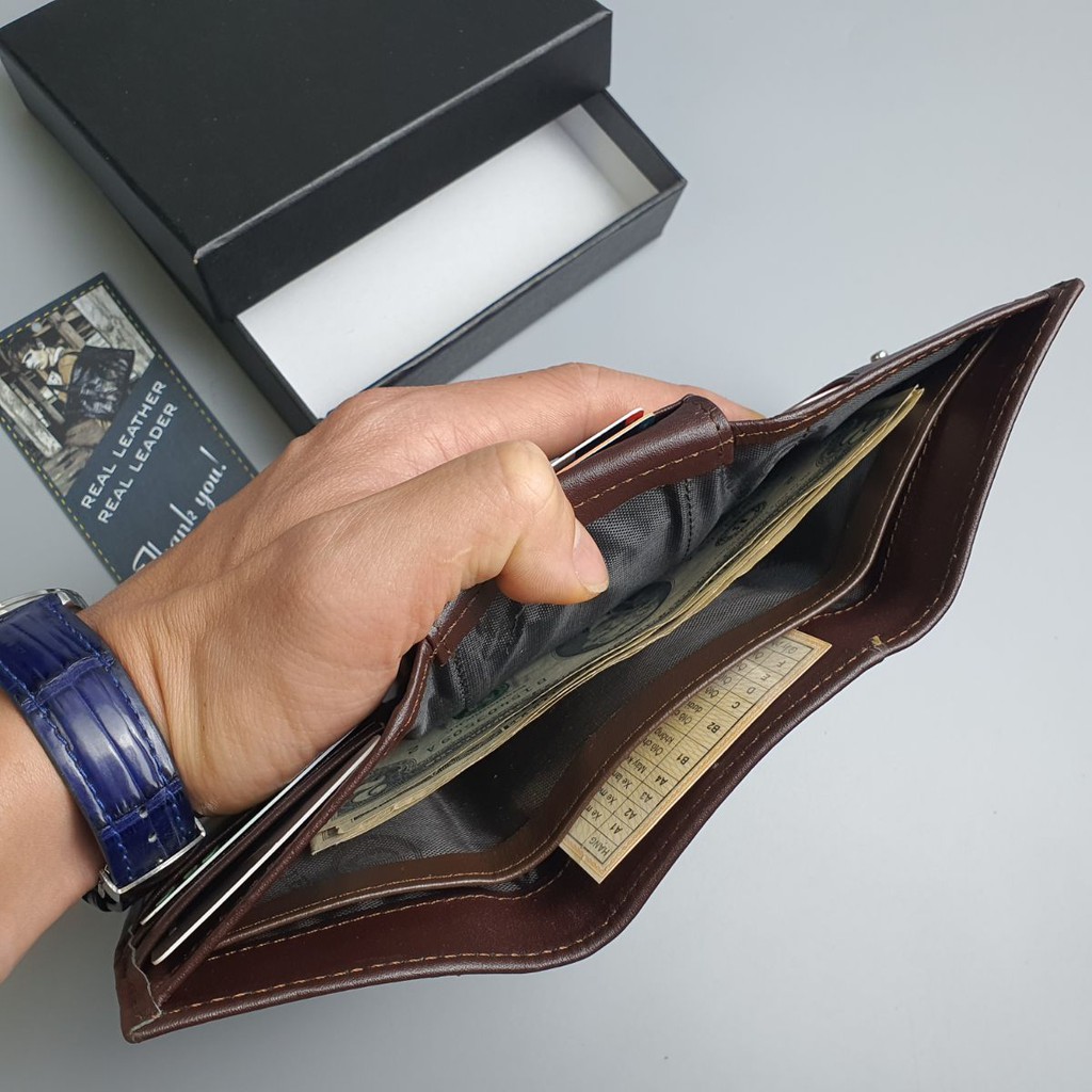 Ví nam da bò thật gập 3 WS102VB  - 100% da bò thật, BH 3 năm