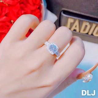 Nhẫn nữ đá vuông sang chảnh bạc nguyên chất 925,phụ kiện trang sức thời trang hàn quốc,vàng bạc an chi