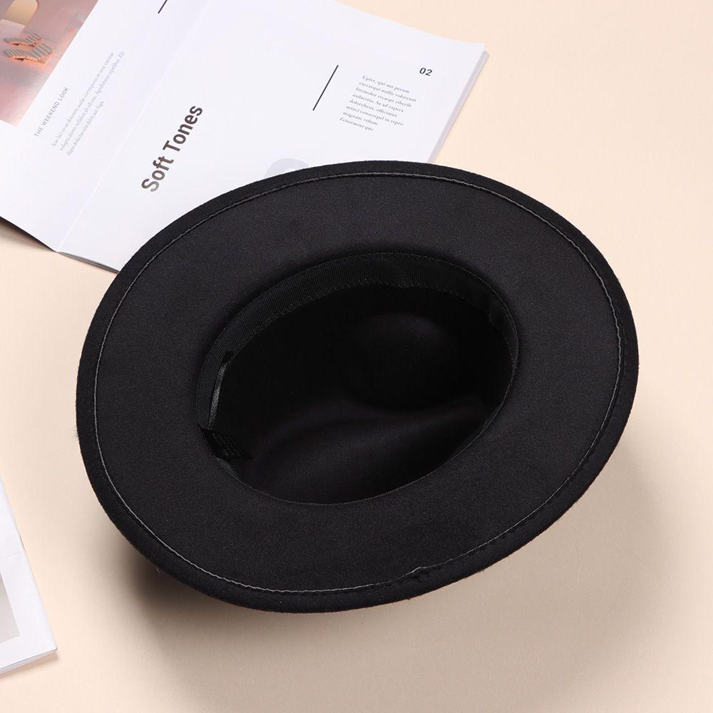 JUNE Mũ Rộng Vành Vải Nỉ Phối Khóa Cài Xinh Xắn Hợp Thời Trang Cho Bạn Gái