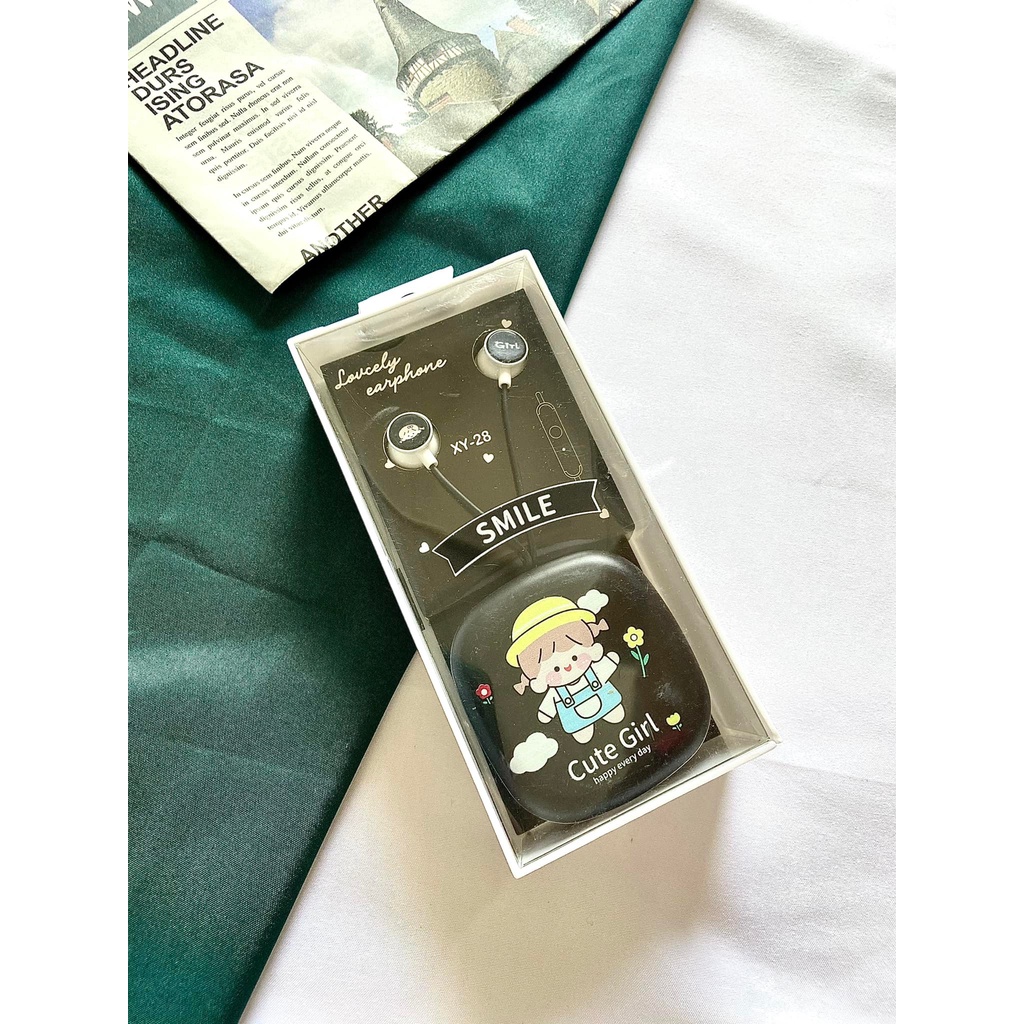 Bộ Tai Nghe Và Hộp Đựng Hàn Quốc Cực Cute - Có Mic