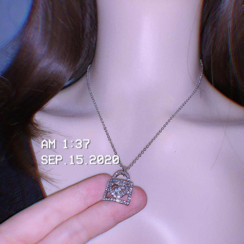 Dây Chuyền Mặt Hình Ổ Khóa Trái Tim 22685 Thời Trang Phong Cách Đơn Giản