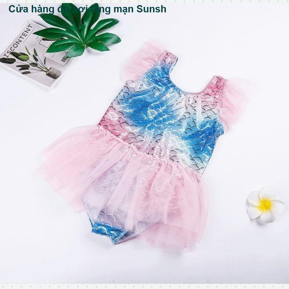 Áo tắm trẻ em cô gái công chúa Hàn Quốc váy một mảnh xẻ tà nàng tiên cá cho bé 1-9 tuổi 3 đồ bơi dễ thương