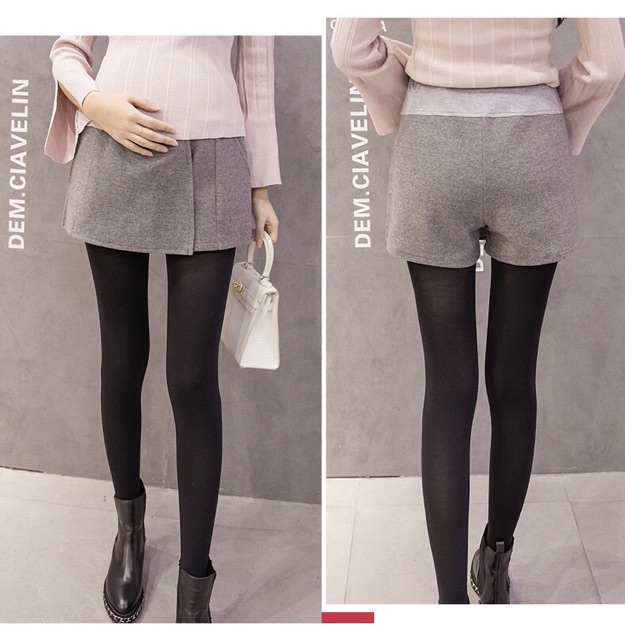 🤰quần short thu đông cho bà bầu(hàng quảng châu)sẵn quần đen M
