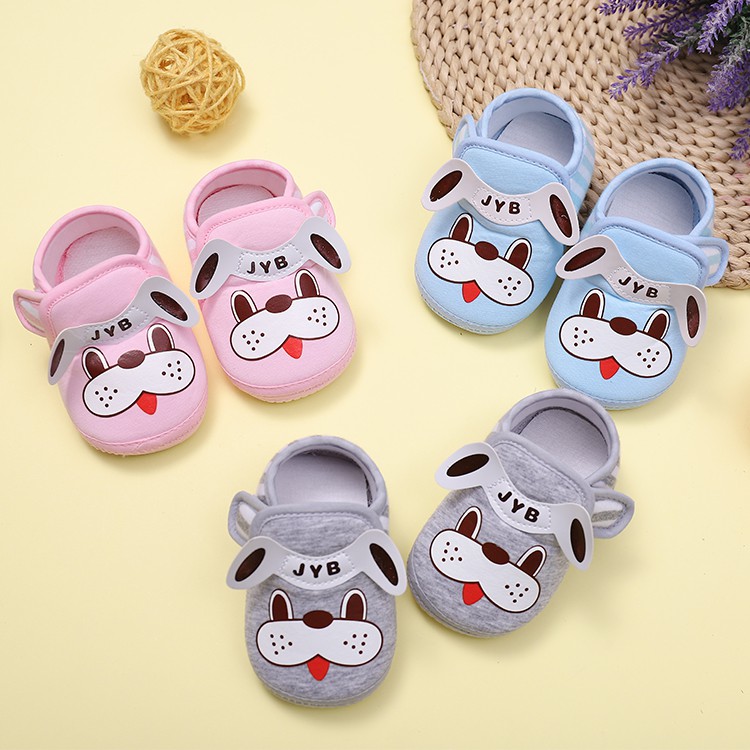 Giày tập đi chống trượt thêu hình dễ thương cho bé trai, bé gái từ 0 đến 12 tháng