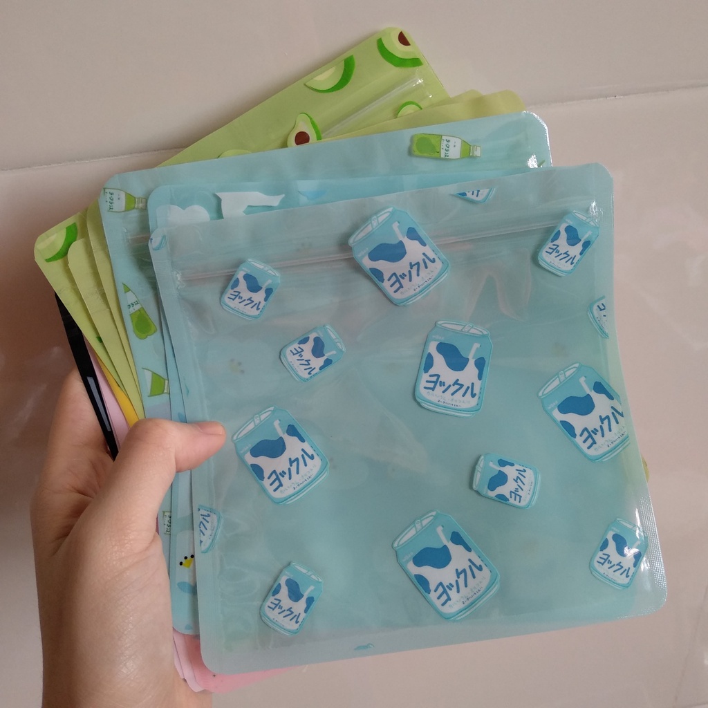 01 Túi zip cute đựng đồ kích thước 11x10cm và 13.5x13.5cm