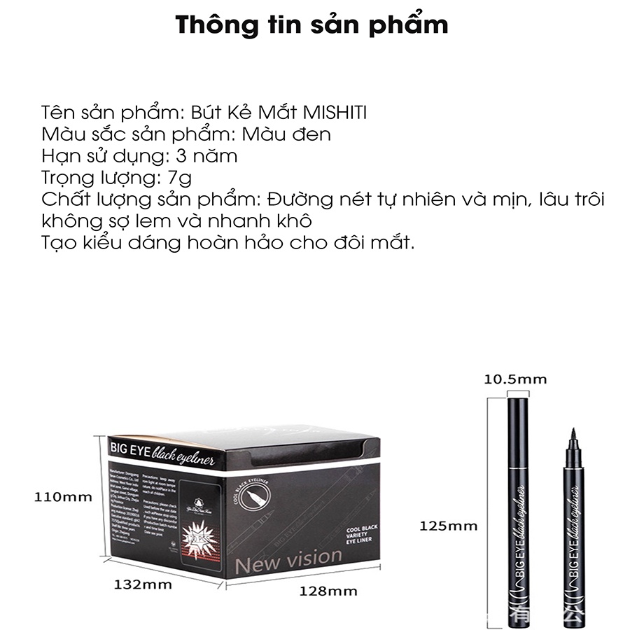 Bút Kẻ Mắt Nước Siêu Mảnh BIG EYE  Nhanh Khô, Chống Thấm Nước, Lâu Trôi, Không Nhòe