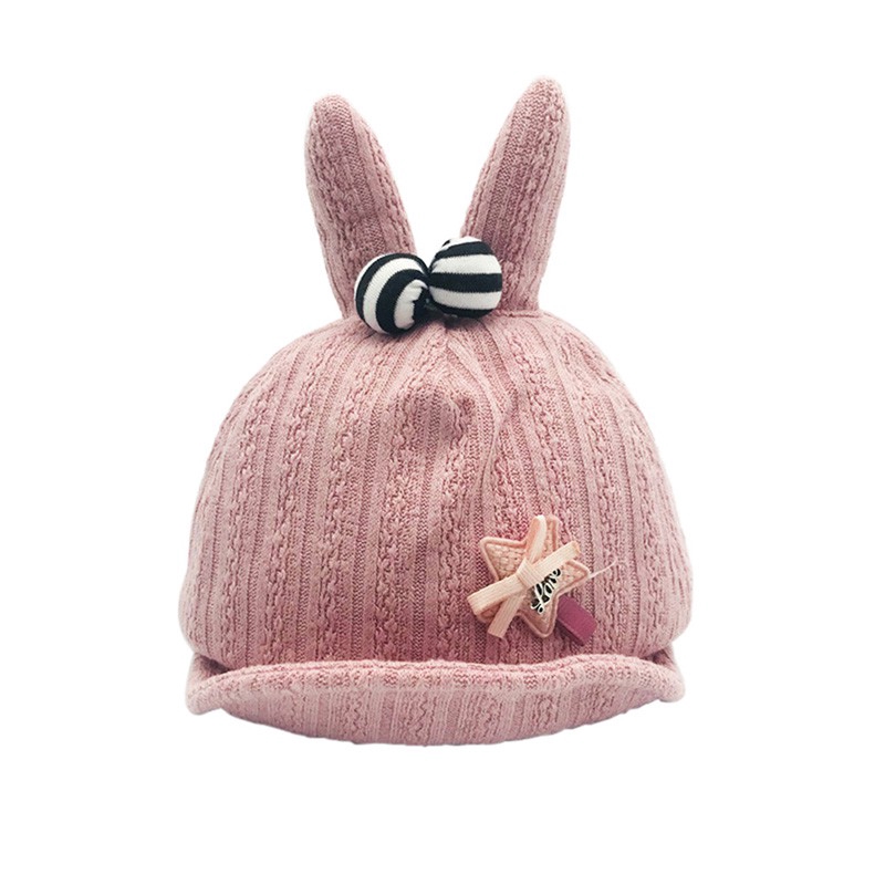 Mũ dệt thiết kế tai thỏ dễ thương cho bé