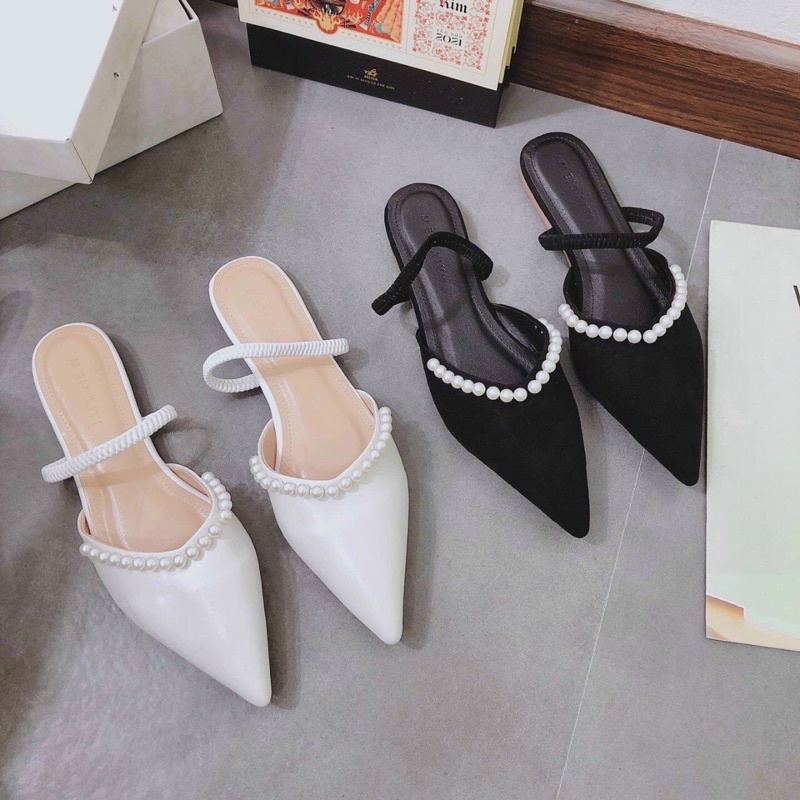 Giày Sục Nữ Mũi Nhọn H2STORE Quai Ngang ngoc Đế Bằng Cao Cấp Bền Đẹp  chẩn xịn.