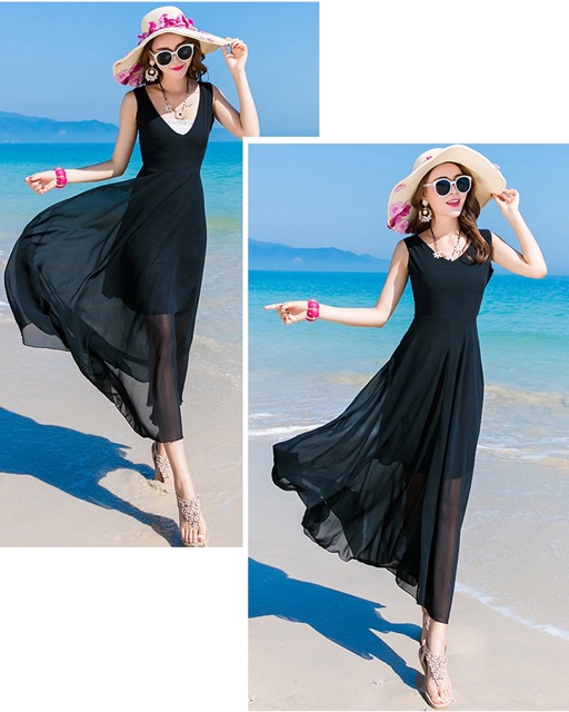 Đầm maxi cao cấp chiffon thắt dây eo điệu đà size S M,L,XL