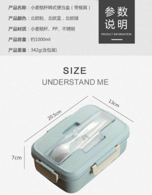 Hộp đựng cơm lúa mạch 3 ngăn có đũa và thìa inox CAO CẤP