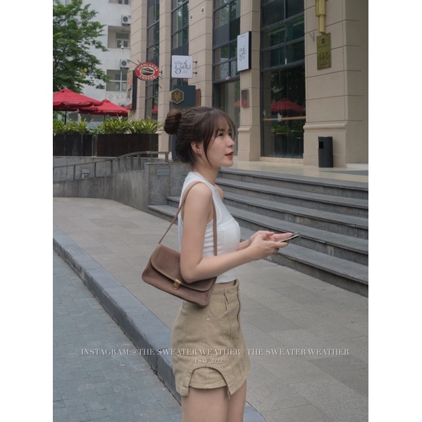 Quần short thô giả váy minizip cut out vạt bên the.sweaterweather TSW