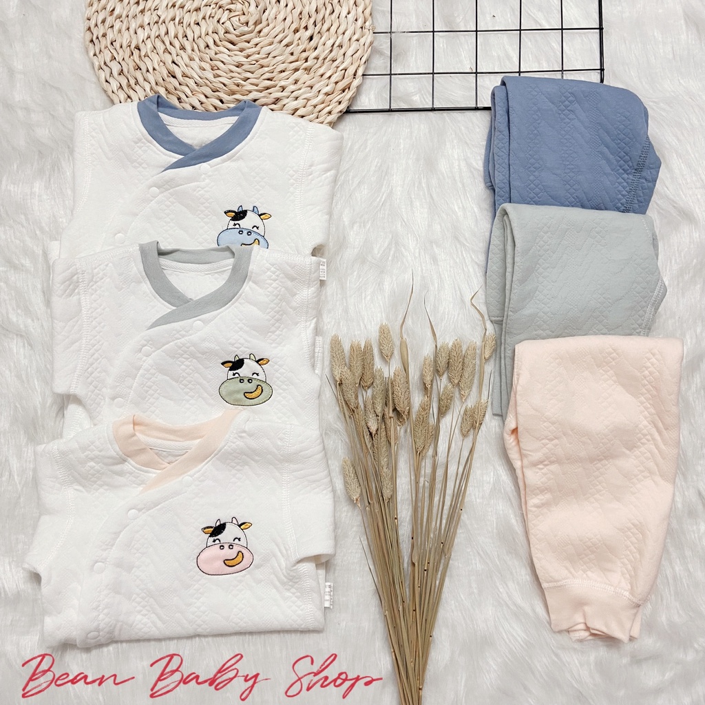 Bộ quần áo chần bông ấm áp cho bé chất liệu bông cotton tự nhiên mềm mại dành cho trẻ sơ sinh đến 4 tuổi