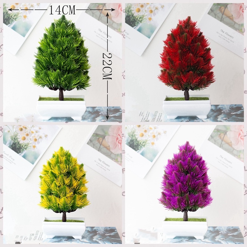 (Kèm chậu)Chậu Cây Cảnh Nhân Tạo Kèm Chậu Trang Trí Nhà Cửa