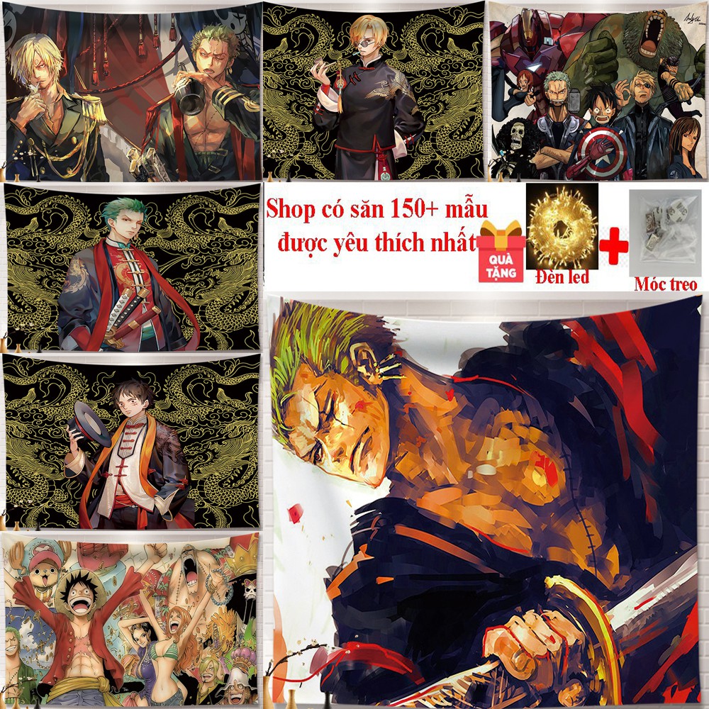 Tranh Vải Thảm Treo Tường  Anime One Piece Decor Phòng Chọn Lọc Những Bản Đẹp ( Tặng đèn led 7m và phụ kiện )