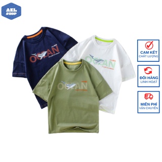 Áo thun bé trai size đại AKL, áo phông trẻ em Quảng Châu xuất khẩu kiểu dáng Hàn Quốc cho bé 5 - 14 tuổi nặng 25kg- 45kg