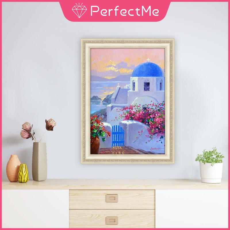 Bộ tranh đính đá 5D họa tiết phong cảnh Hy Lạp độc đáo kích thước 30x40cm DIY dùng trang trí