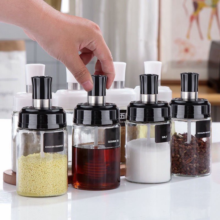 Hũ đựng gia vị thuỷ tinh kèm muống cao cấp