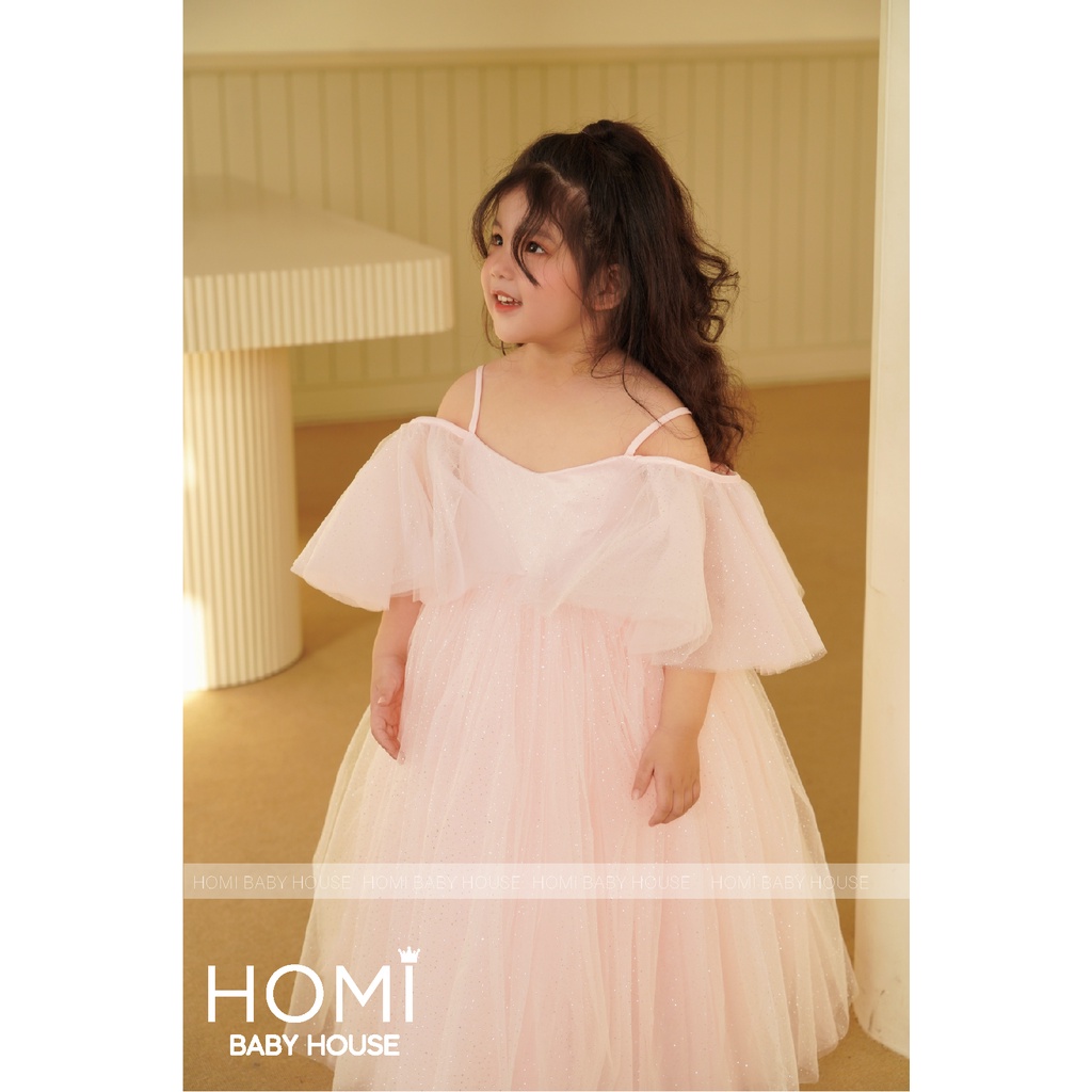 HOMI - Đầm công chúa trễ vai màu hồng cho bé