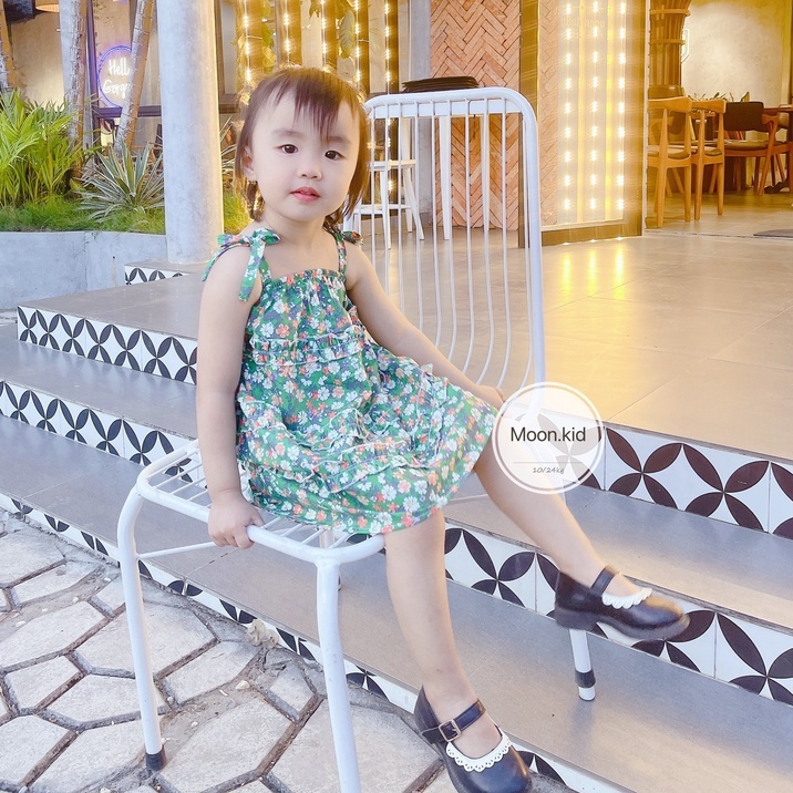 Váy thô công chúa 2 dây đính nơ cho bé gái 8 đến 20kg