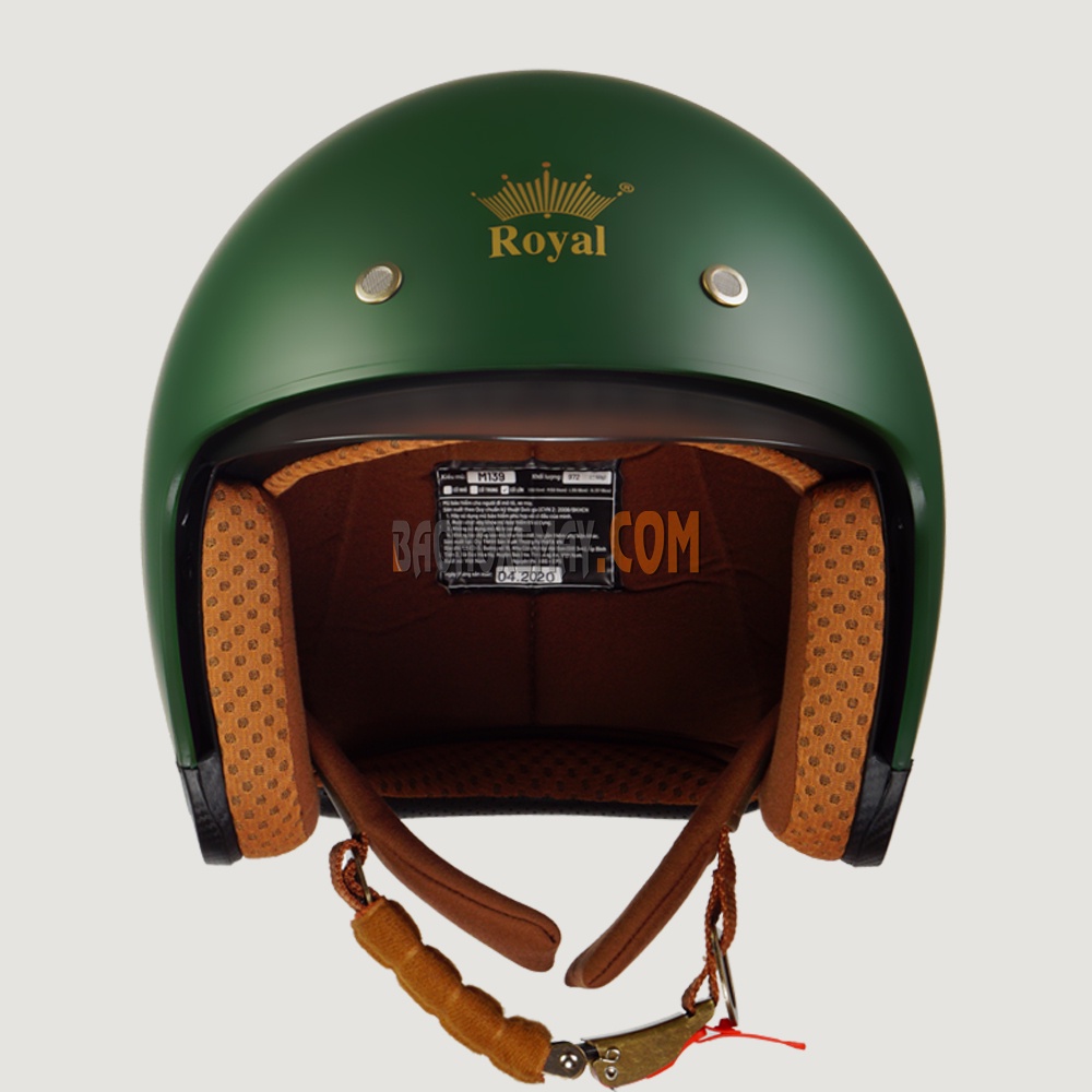 Nón bảo hiểm 3/4 kính âm Royal M139 xanh lính  bảo hành 12 tháng