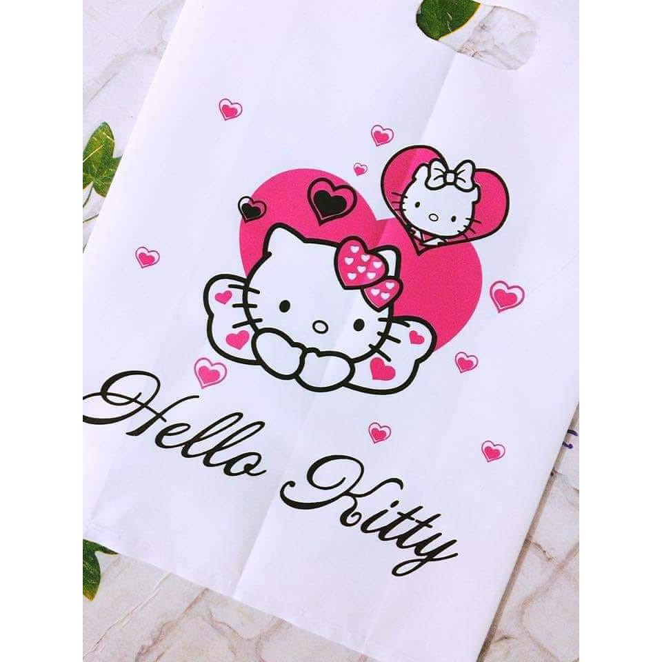 Túi in 2 màu kitty tim