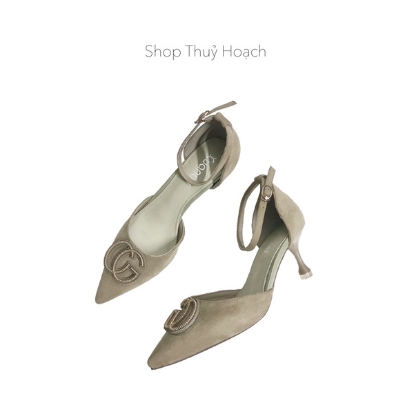 Giày sandal bít mũi quai hậu cao 5cm(ảnh thật)