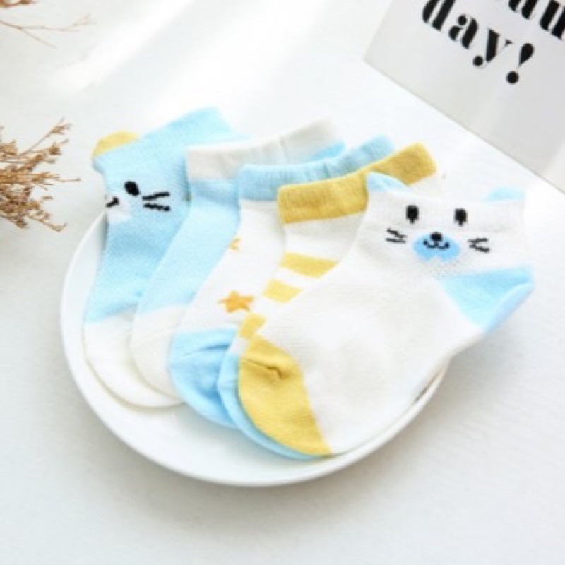 Tất điều hòa cho bé mềm mại, set 5 đôi tất Kid's Socks thoáng khí đủ size từ 0-3 tuổi