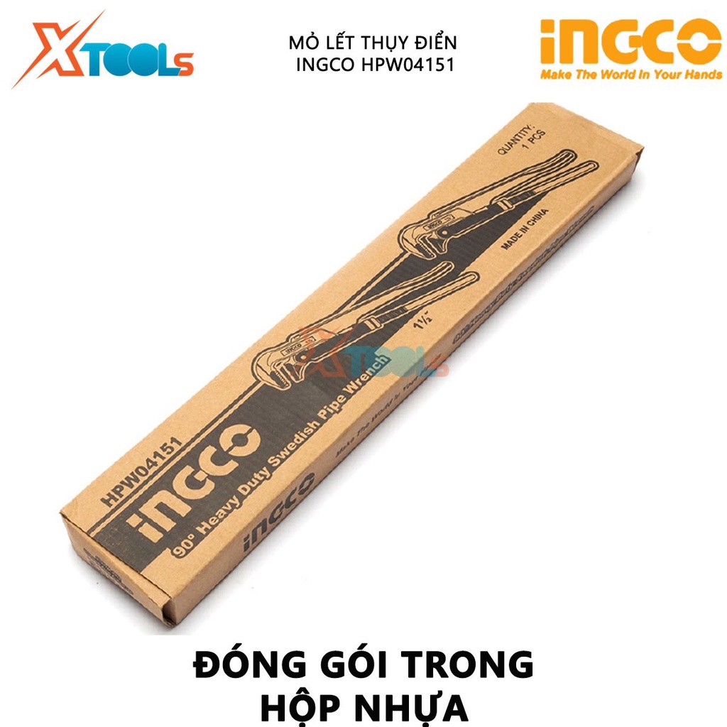 Mỏ lết Thụy Điển INGCO HPW04151 | Mỏ lết 90 độ kích thước 1-1/2 inch Đường kính kẹp tối đa 55mm Chất liệu thép carbon gi